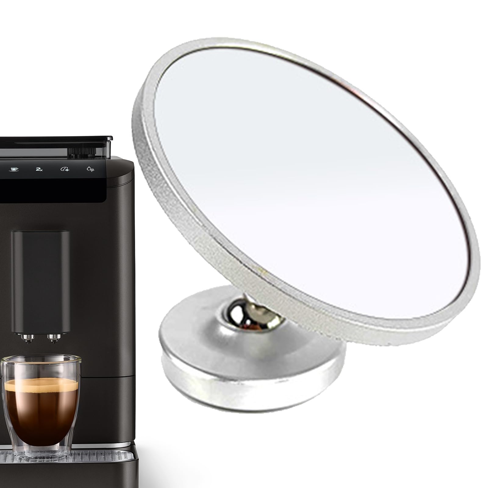 Specchio per caffè espresso Attrazione magnetica Specchio per estrazione caffè a 360 gradi per osservare gli accessori per portafiltro senza fondo