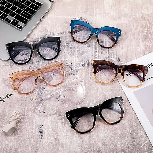 Image of FEISEDY Cat Eye Blue Light Glasses Oversized Vintage Chunky Computer Glasses for Women Hipster Party B0026