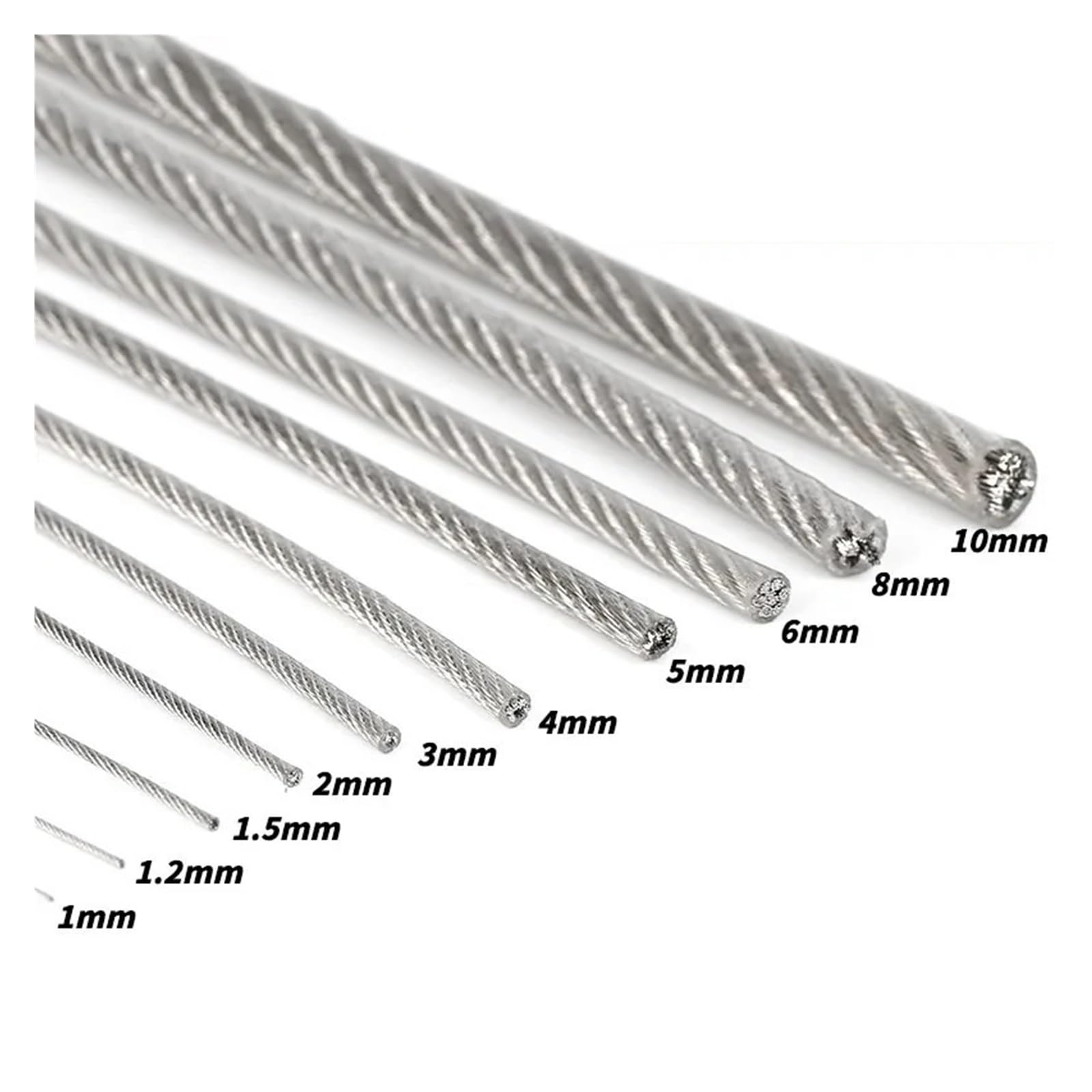 De Alta Resistencia Cable de acero recubierto de PVC, cable trenzado de acero inoxidable 304, cable blando, tendedero de acero inoxidable transparente(5mm-20M)