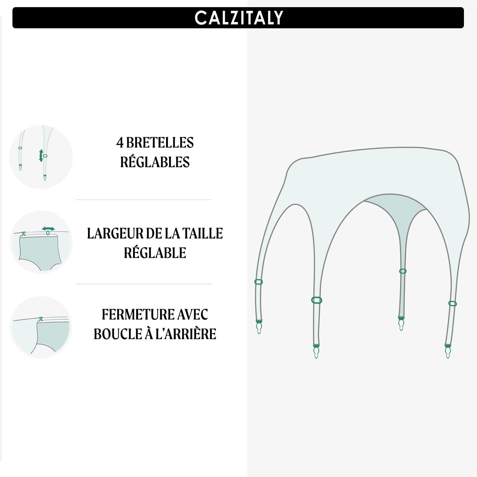 CALZITALY Porte-Jarretelles pour femmes, Lingerie, Jarretelles et jarretières, Noir, Blanc, Naturel, Ivoire, Tailles regular et curvy, MADE IN ITALY (Curvy, Tulle - Blanc)