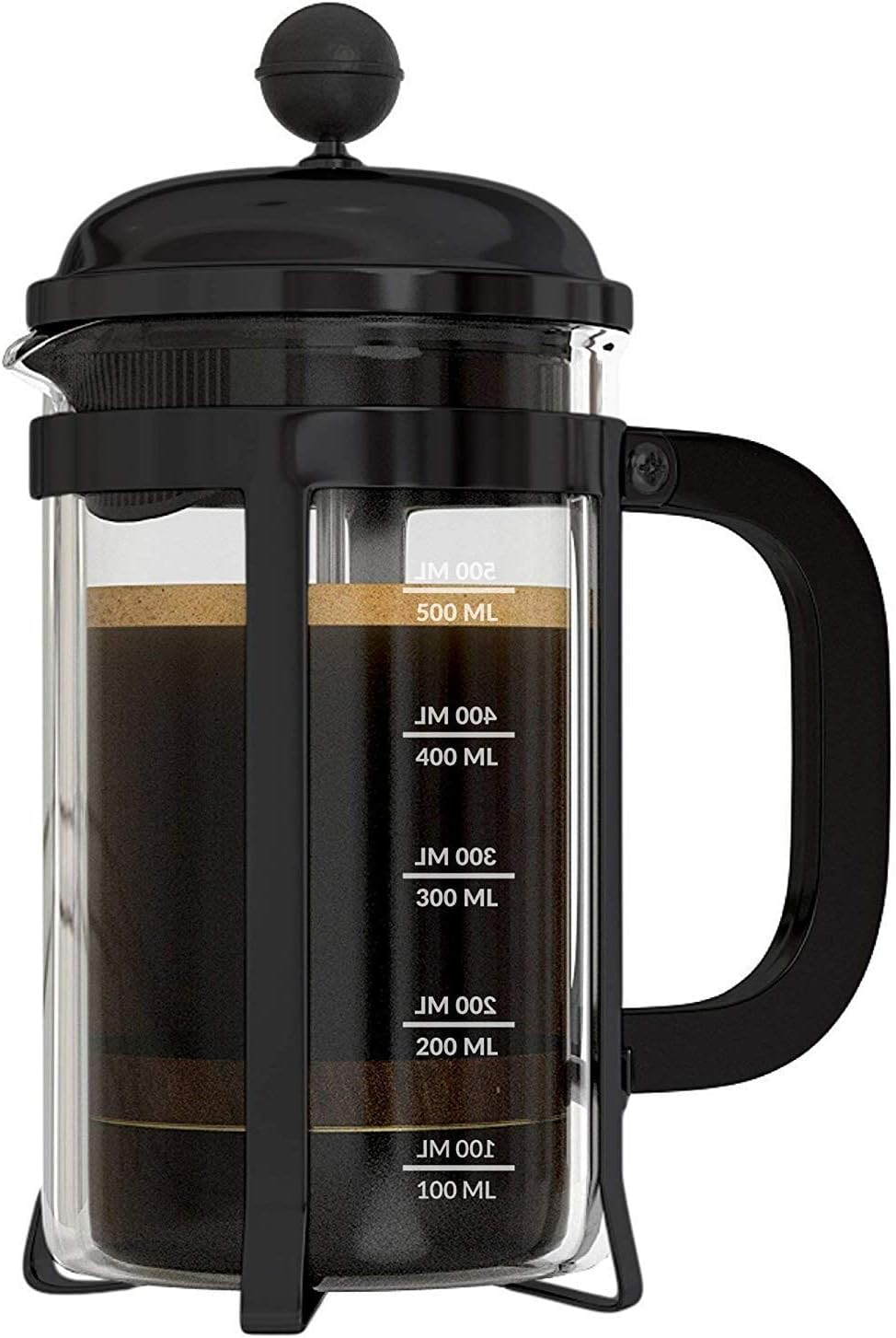 LUHI French Press Coffee Maker Small Espresso Machine Coffee Press Glass Pot Cold Brew Camping Coffee Maker Metal Stainless Steel Press mit Filtration System for Cafeteria Kitchen Hand Make