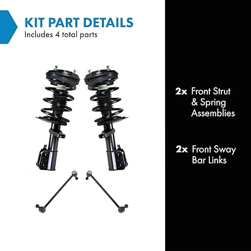 Miniatura 1084 de TRQ Kit de suspensión delantera, conjunto de amortiguadores y resortes, barra estabilizadora, enlace estabilizador compatible con Chevrolet