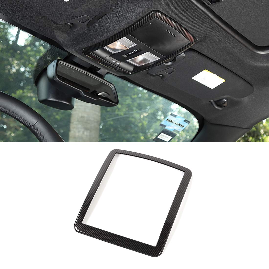 GZXinWei Carbon Fiber Sytle Front Reading Light Cover for Dodge Challenger 2010-2023 Trim Frame Interior Accessories