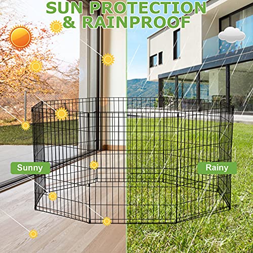 24Inch Dog Fence Pen Pet Playpen Kennel,Indoor Outdoor Portable Pet Pen Playpen Play Yard,8 Panels Foldable Metal Wire Dog Exercise Barrier Fence Pen Crate For Dogs Puppy Rabbits/Yard Travel Camping #TOP4