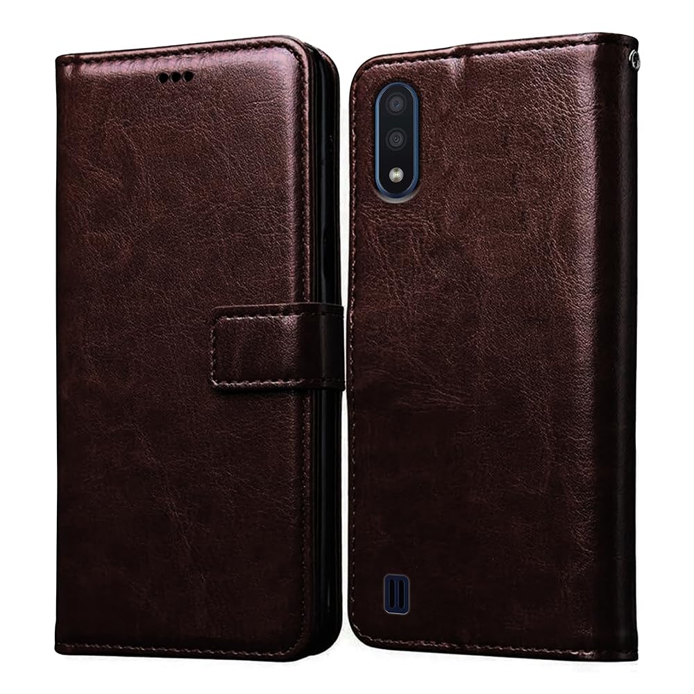 Amazon Brand- Solimo Flip for Samsung Galaxy M01 (Leather_Coffee) (B0BHV3XDNT) Amazon Price History, Amazon Price Tracker