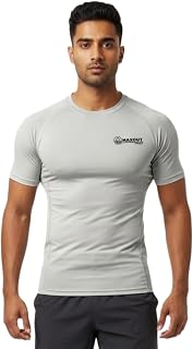 MAXOUT FITNESS Premium Men Compression T Shirts Half Sleeve, Gym Compression T Shirt for Men, Body Fit Athletic Sports Tra... Price In India