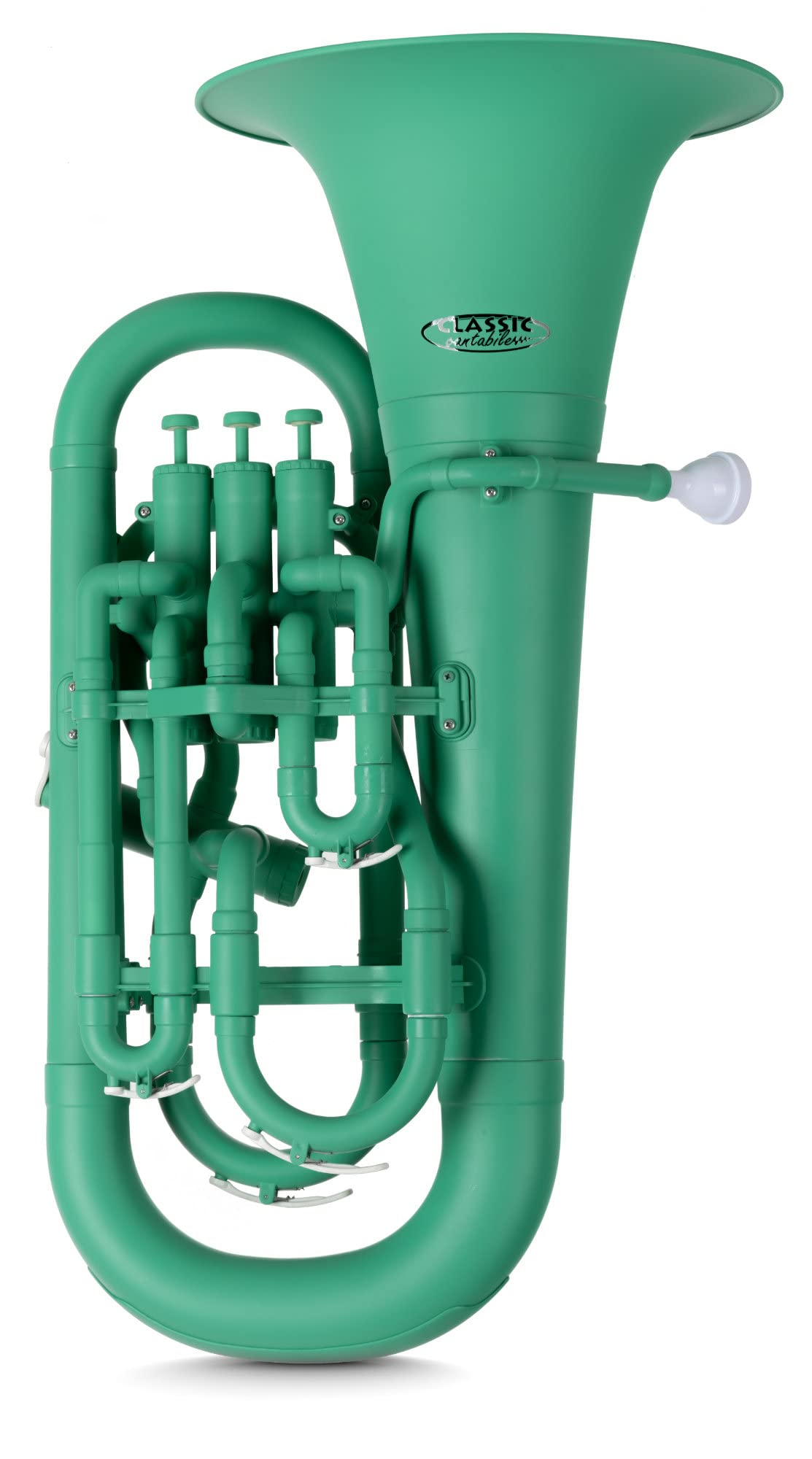 Classic Cantabile MardiBrass Euphonium Bb en plastique - 4 pistons en aluminium - seulement 2,2 kg léger - avec embouchure et housse - vert mat
