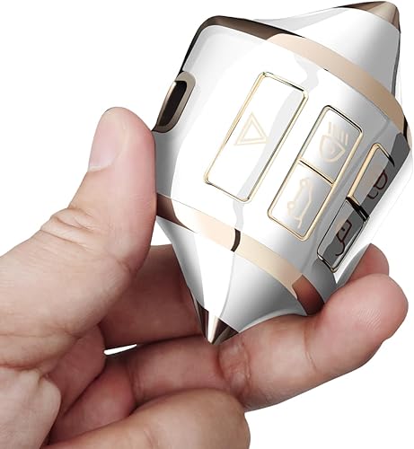 Miniatura 4 de Llavero para llavero Land Rover Discovery Range Rover Sport Evoque 2018-2022, funda inteligente para llave (color blanco vory), Blanco marfil.