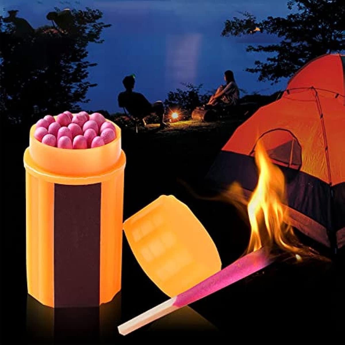 Kit de Cerillas Impermeable de Supervivencia a Prueba de Tormentas para Senderismo Camping (60 piezas)