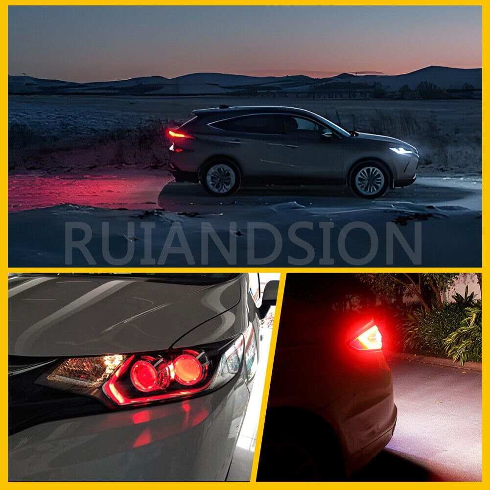 Ruiandsion BA15D 1130 1142 1176 Ampoule led Rouge AC 10-30V Sans polarité 2016 69SMD Chip Remplacement pour les feux de queue de voiture de remorque marine RV Camper Boat Paquet de 2