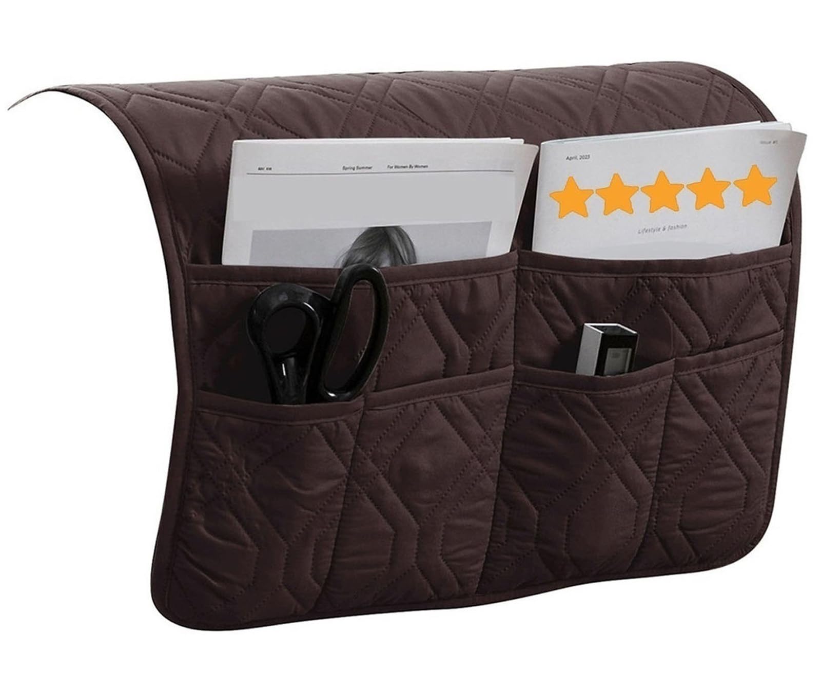 ILiemao Waterproof Sofa Armrest Organizer Non-slip Arm Chair Bedside Caddy Storage For Recliner Couch With 6 Pockets Magazines Holder Armchair Book(Coffee)