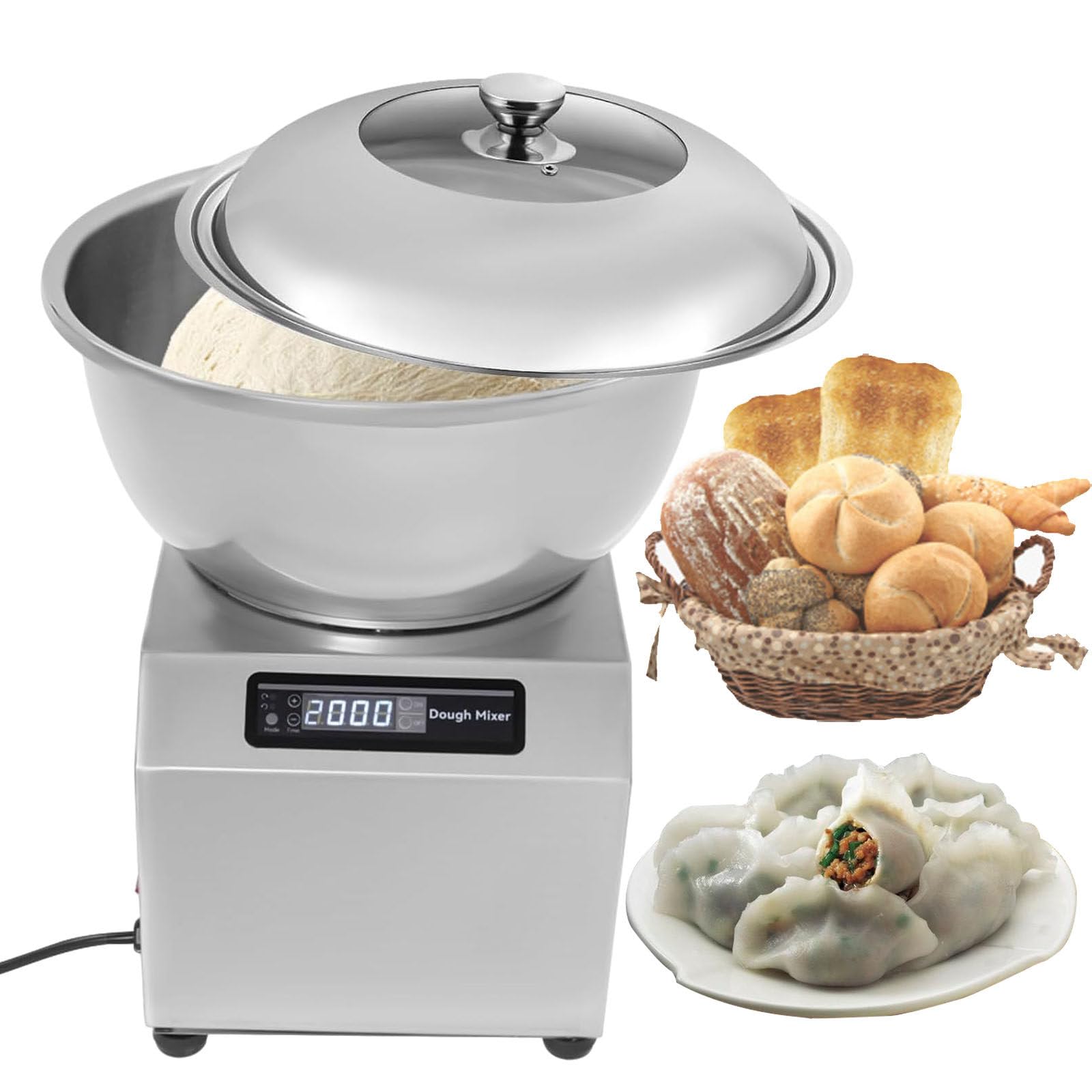 Macchina Impastatrice Commerciale Da 1800W, Impasto Da 8 Kg/18 Libbre Impastatrice Stand Bread Machine, Impastatrice Automatica Per Alimenti, Frullatore In Acciaio Inox,Timer 0-30Min,18LBS/8KG