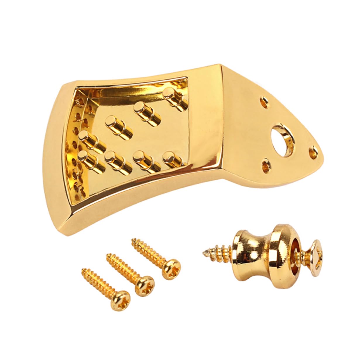 BESPORTBLE 8 String Metal Triangle Mandolin Tailpiece Parts for String Arched Mandolin with Screws Shiny Finish Removable Coverplate for Easy String Changes Decoration for Your Instrument