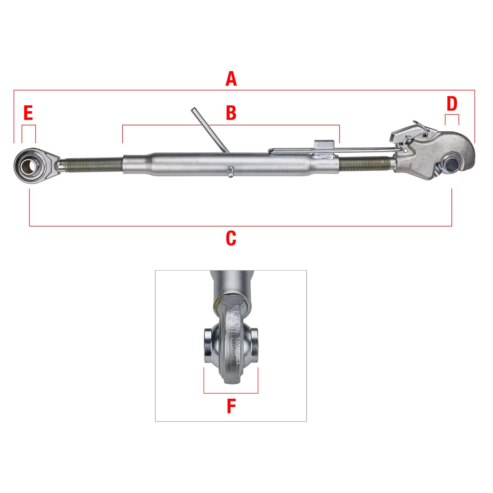 Oberlenker mit Fanghaken 920 M30x3 mm Kat 2-2, Gewindeoberlenker II-II 750-1000 mm verzinkt, bis 145 kW Traktor Schlepper