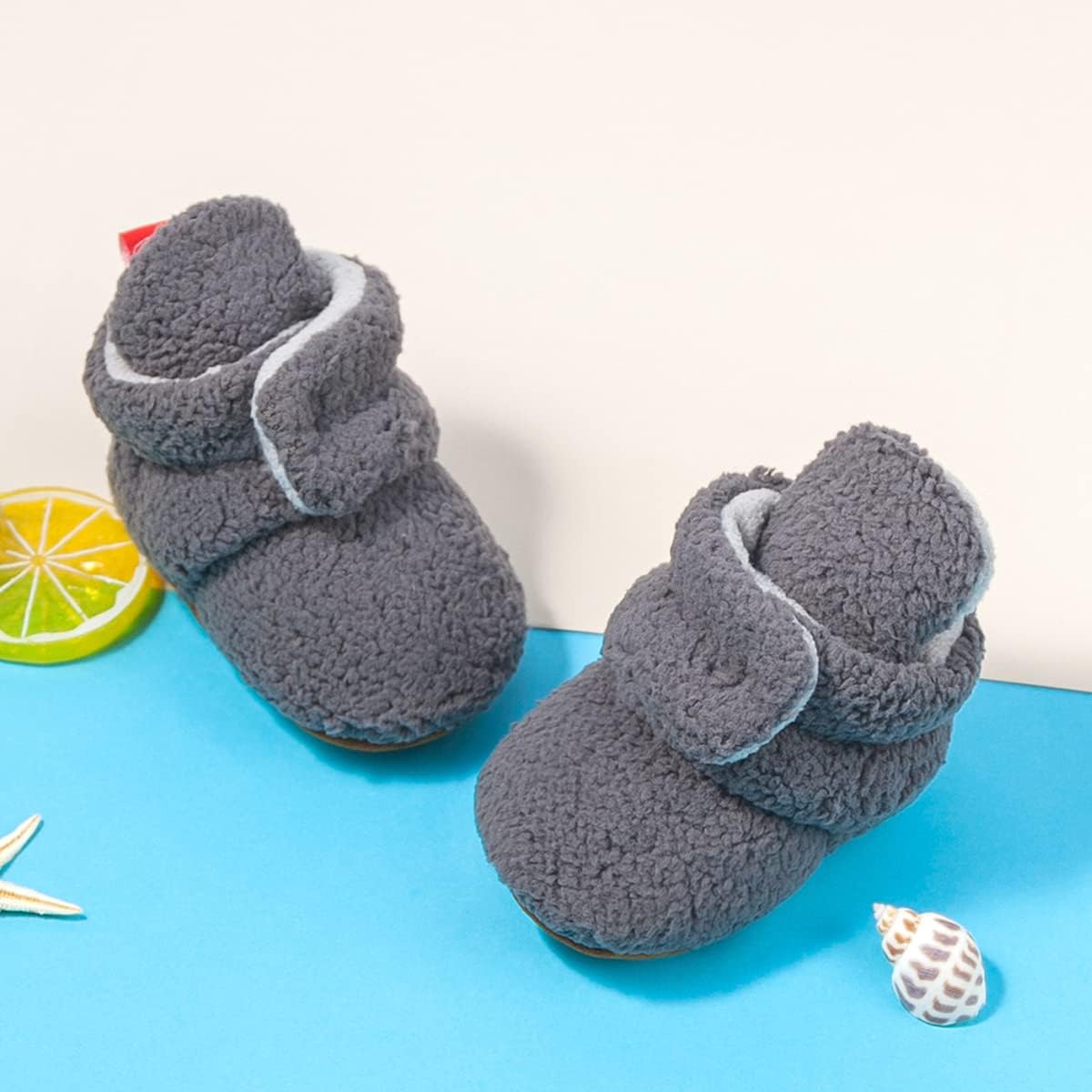 Sonsgae Newborn Infant Baby Boys Girls Cotton Fleece Booties Winter Warm Ankle Boots Soft Non-Slip Sole First Walker Shoes