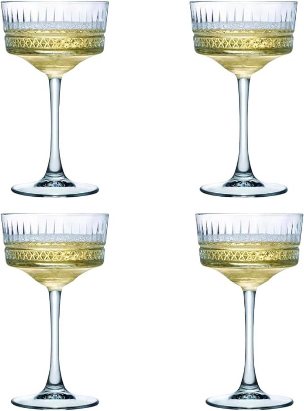 Forestamart Vintage Coupe Glasses Set of 4 - Stemmed Martini Glasses 250 ml - Long Stem Cocktail Glasses for Parties, Gifts, Aniversary