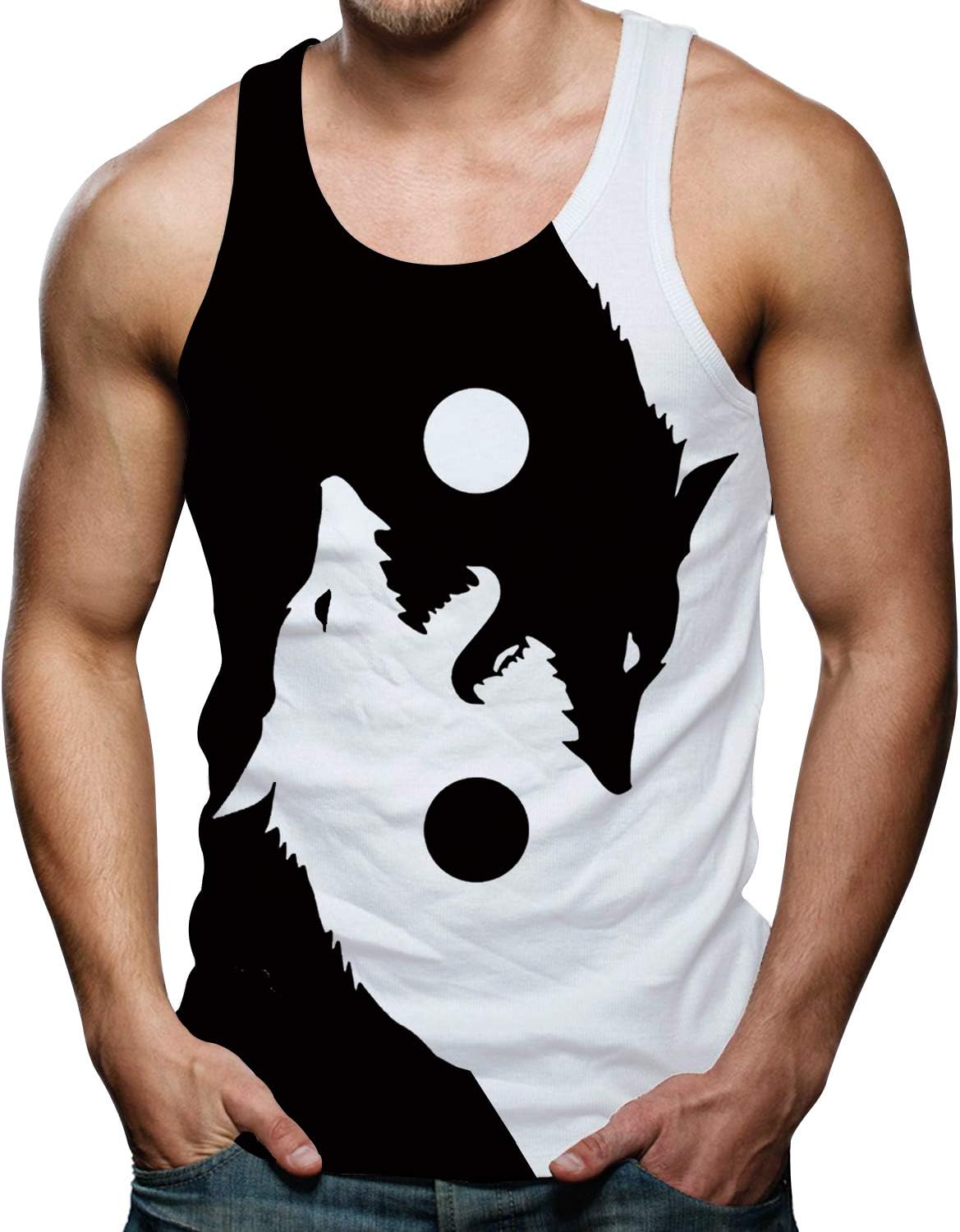 Spreadhoodie Mens Tank Tops Sleeveless T-Shirts Vest for Holiday Trips Swimming Baths Outdoor Sports Gym S-XXL