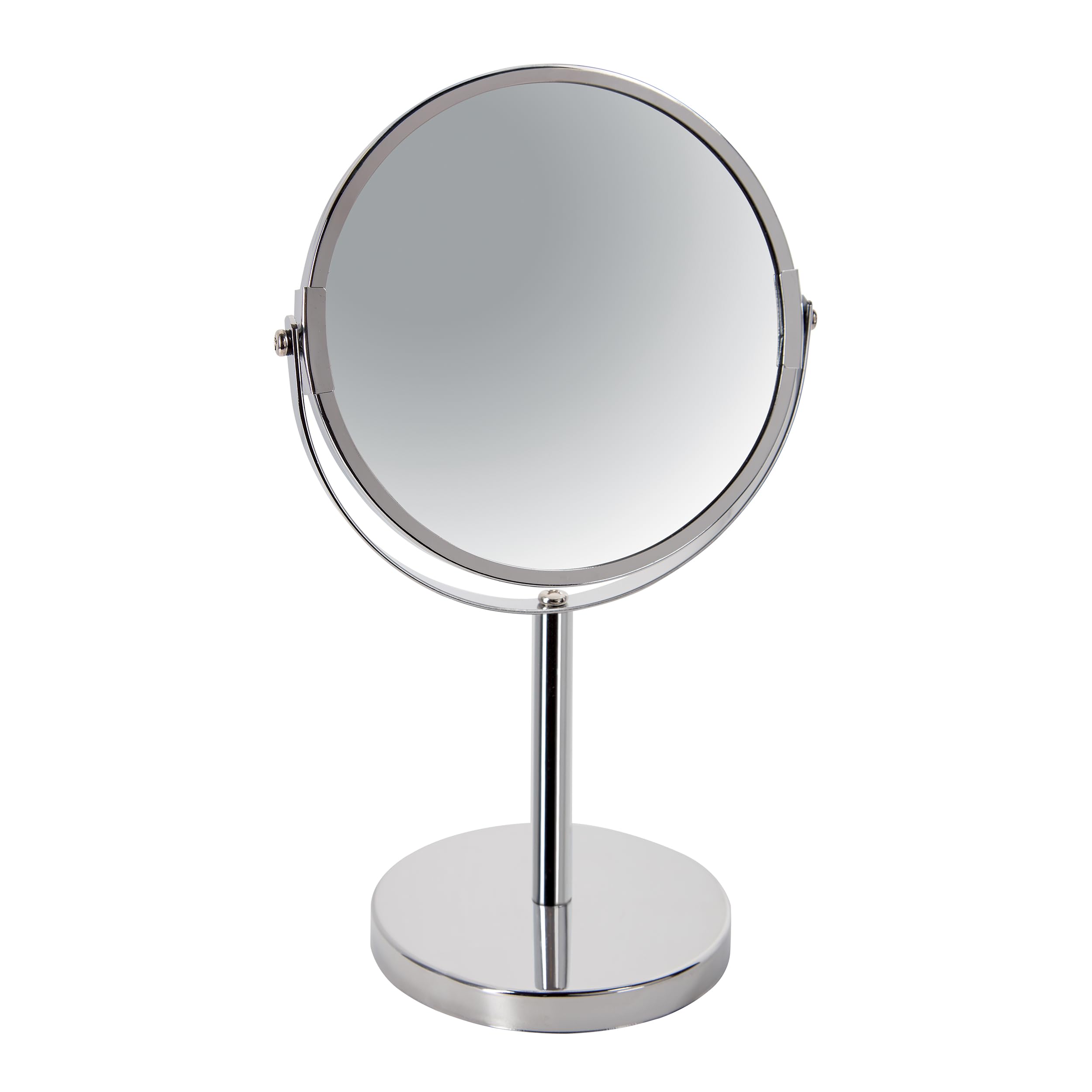 Spirella Sydney Collection Standing Mirror for Dressing Table or Bathroom 17 x 17 x 27 cm (Reversible: 100% and 2x Magnification), Metal, Chrome