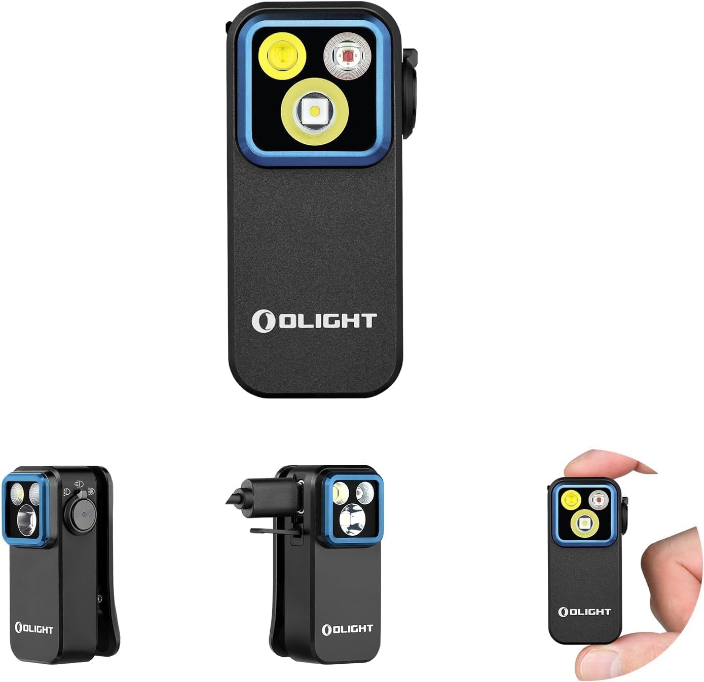 Oclip Pro 500 Lumens 3 Light Sources Clip on Torch, USB-C Rechargeable EDC Lamp with Magnetic Base, Compact LED Flashlight for Working, Cycling, Running, and Safety Warning (Black)