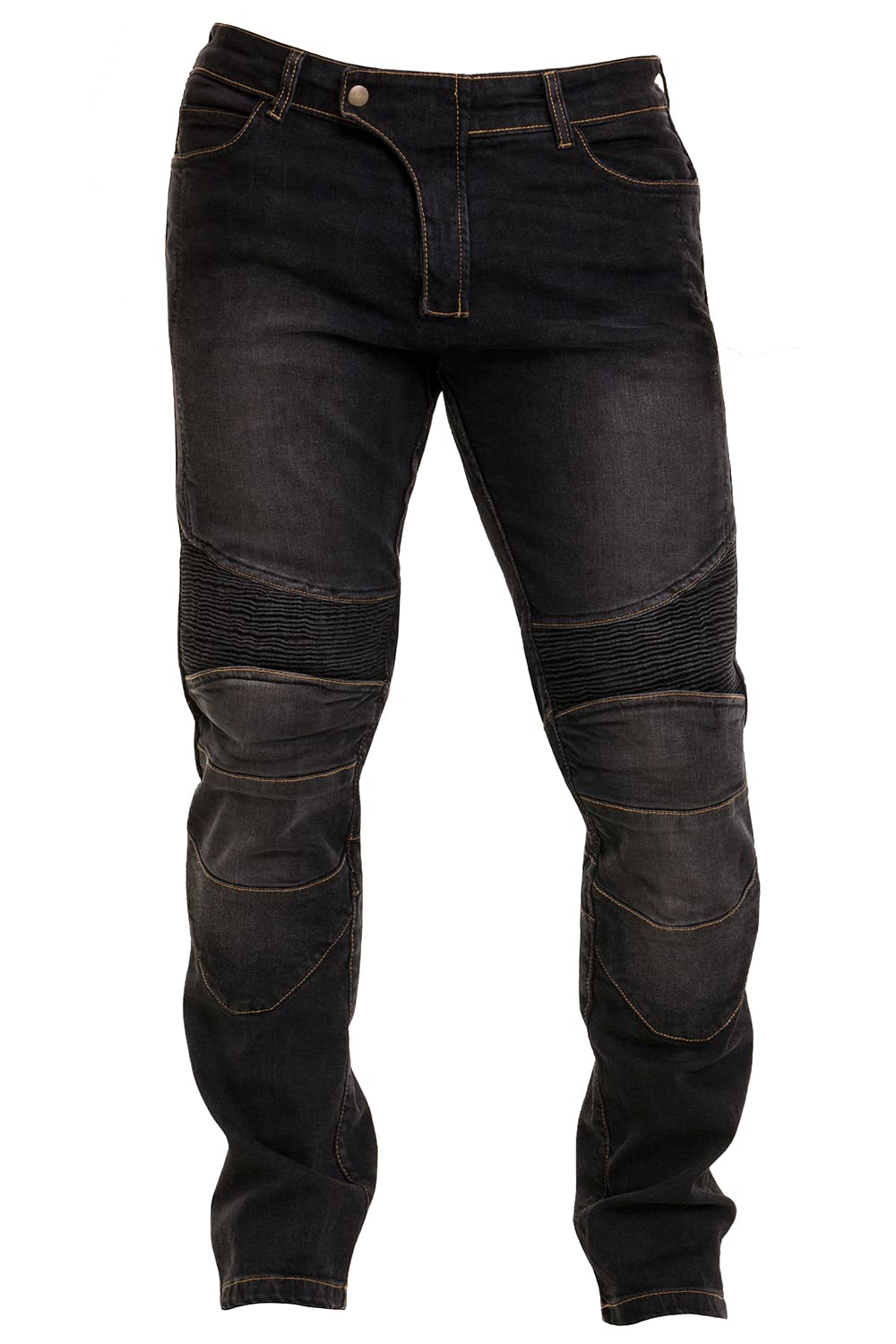 Herren Motorradhose Jeanshose mit Hüft- und Knieprotektoren, Motorradhose mit schützendem Aramidfutter Bikerhose für Rennfahrer RP-022