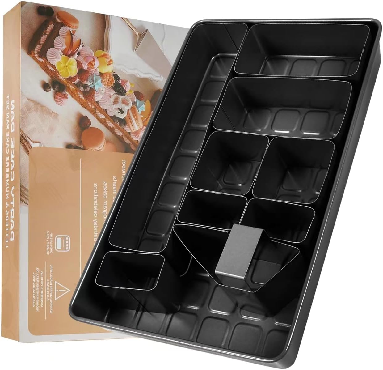 SHIKORI Letters and Numbers Adjustable Bakeware, Birthday Cake Mold, Novelty Cake Pans, Carbon Steel Non-Stick Cake Pan 10 Piece Set-Black