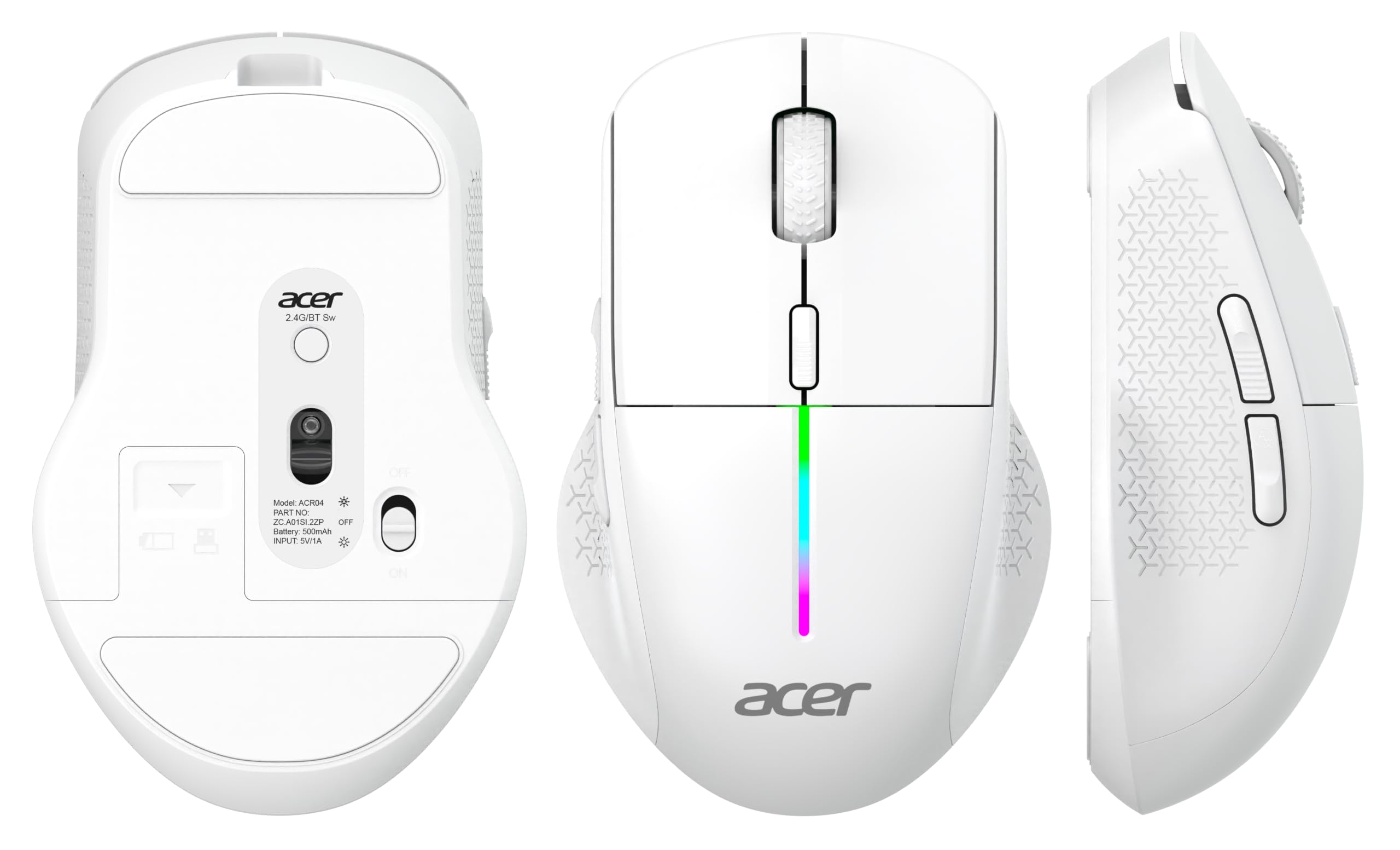 Acer Prism Dual Mode Wireless Mouse I 2.4G + Bluetooth I Silent Click I 3200 DPI (800-1200-2400-3200) I Rechargeable 500mAh I RGB LED I 6 Buttons I Lightweight 87g I Ergonomic Design for Laptop PC Mac — Amazon image 12