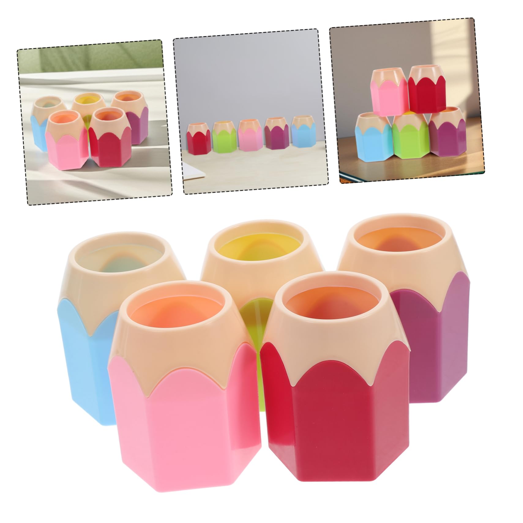Sewroro 15 Pièces Lot de Pots à Crayons Colorés Multifonctions Rangement Crayon pour Bureau et Salle de Classe Contenant pour Stylos et