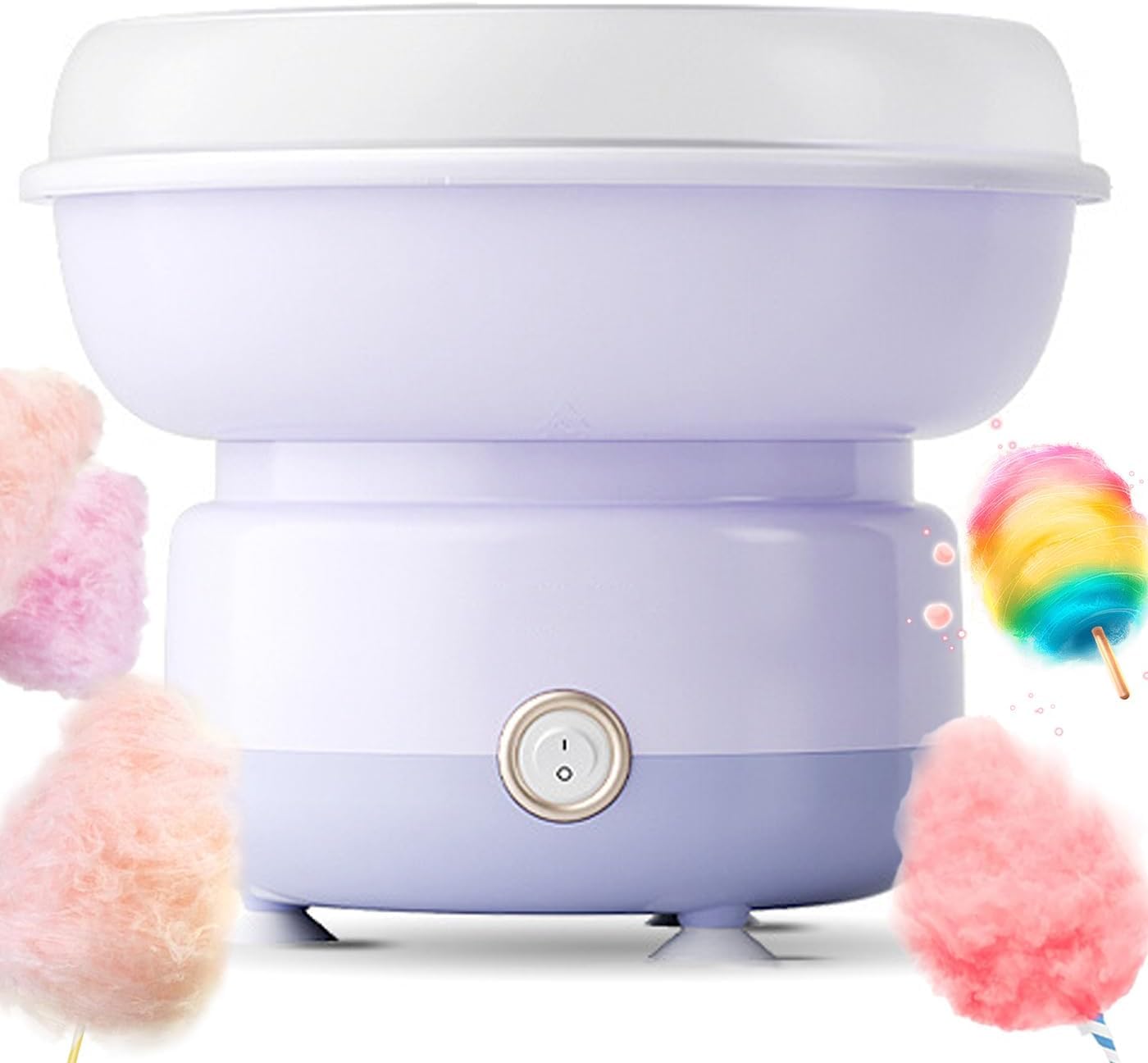 Máquina de algodón de azúcar casero, máquina de hilo dental eléctrico con cuchara, brochetas de bambú, operación de un toque, 27 cm de paleta grande, kit de fabricante de azúcar de algodón para