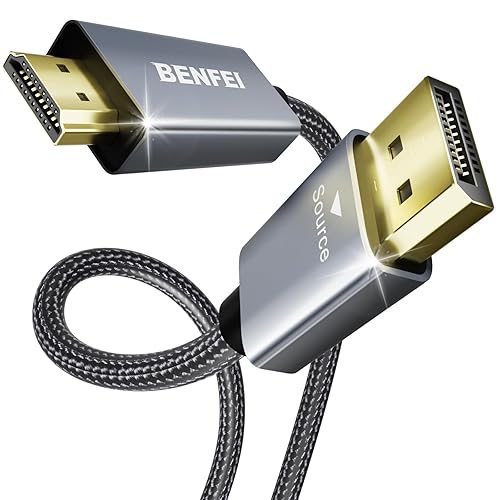 BENFEI Cable DisplayPort a HDMI 4K de 10 pies carcasa de aluminio, trenzado de nylon, cable de pantalla unidireccional DP 1.2 de computadora a HDMI