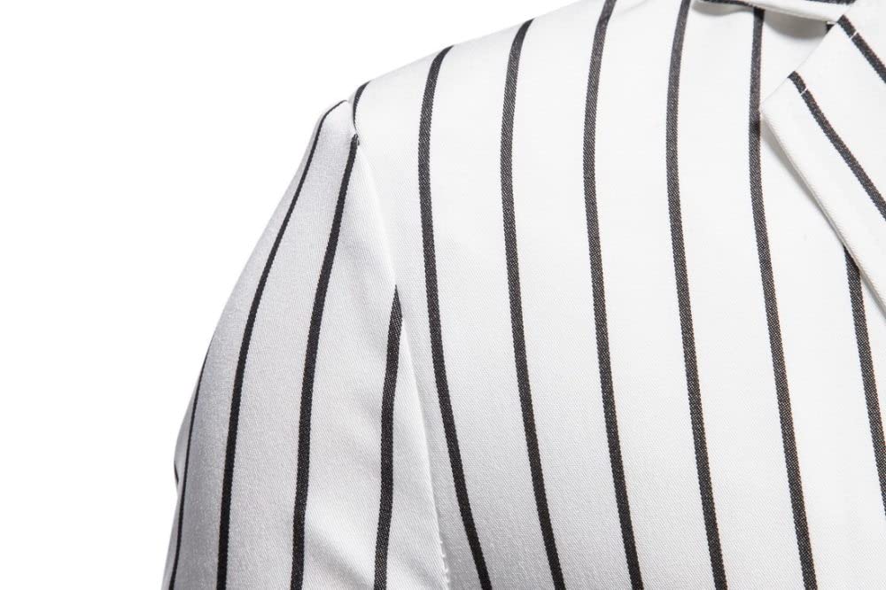 Sakko Herren Sportlich, Herren Blazer Anzugjacke Regular Fit Streifen Business Anzug Mantel Weiß Klassischer Sport Slim Fit Anzugjacke Moderne Freizeitjacke Hochzeitsfeier Smoking Dinner Jacket,L