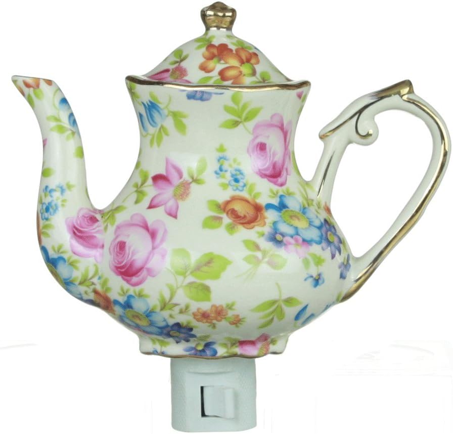 Night Light...Tea Pot ..Fine Porcelain "Antique Roses"