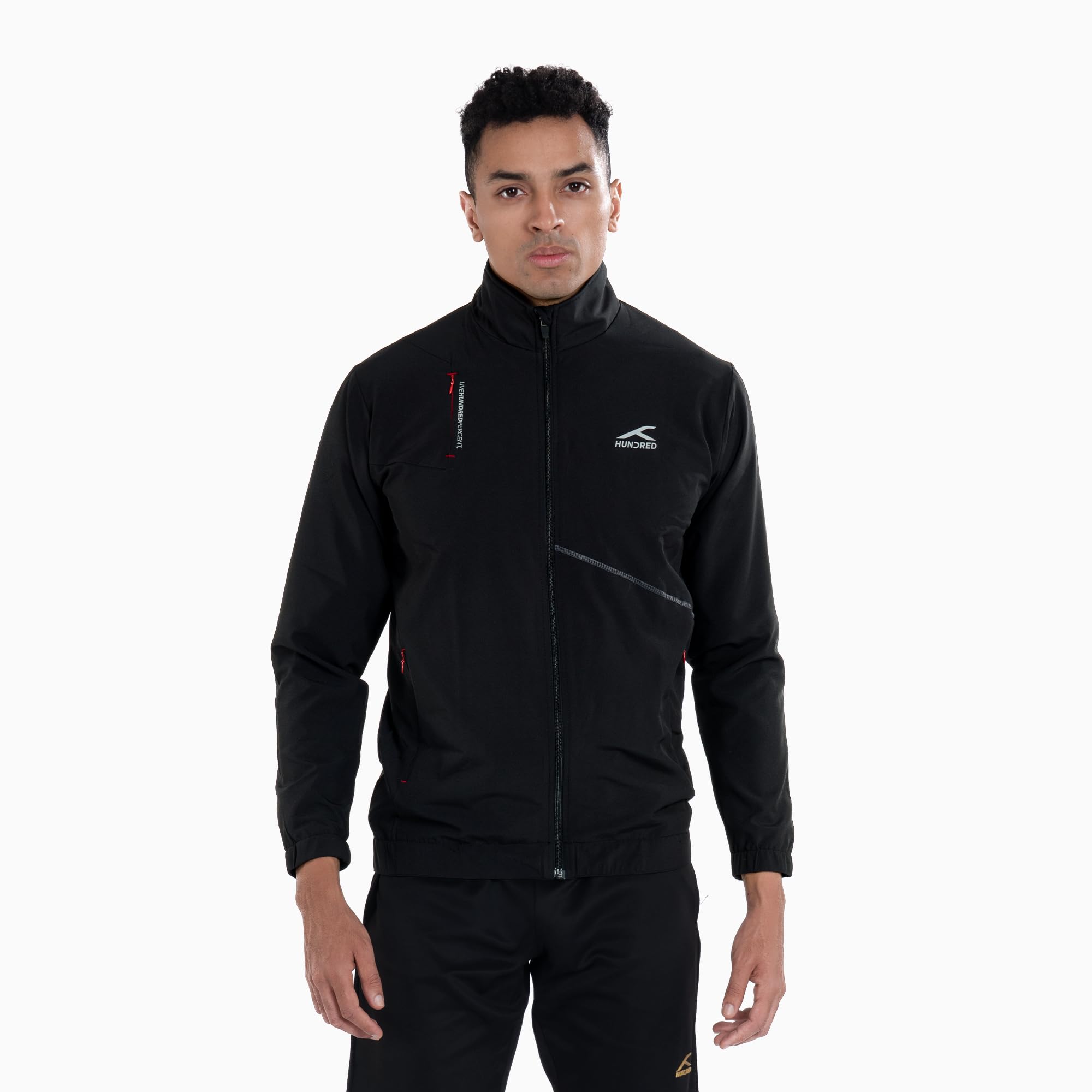 HNDRD Unisex Sprint Jacket |Advanced Dry Wicking Tech| Temperature Control | Air-Dry Tech |Badminton | Football |Pickleball | Running |All Sports and Fitness |Black(XL)