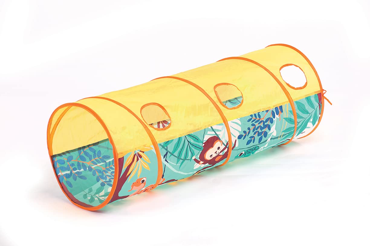 LUDI - Play Tunnel - From 2 Years - Jungle Theme - Lightweight and Foldable - Indoor and Outdoor Use - Develops motor skills - 42x120cm