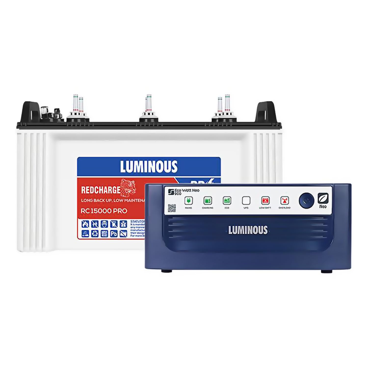Luminous Inverter & Battery Combo (Eco Watt Neo 900 Square Wave 800VA/12V Inverter, Red Charge RC 15000PRO 120Ah Battery) for Home, Office & Shops-image-44