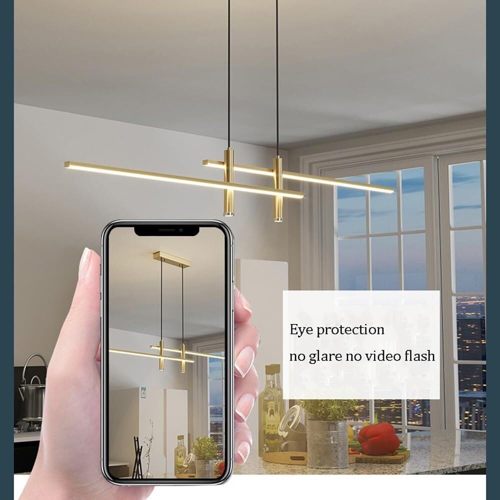 Lampada a Sospensione a LED lineare Moderna Minimalista nordica dimmerabile, Lampada a Sospensione a Tubo Sottile, Lampada da Tavolo da Pranzo Nera Long Island, Lampada a Sospensione per Cucina e