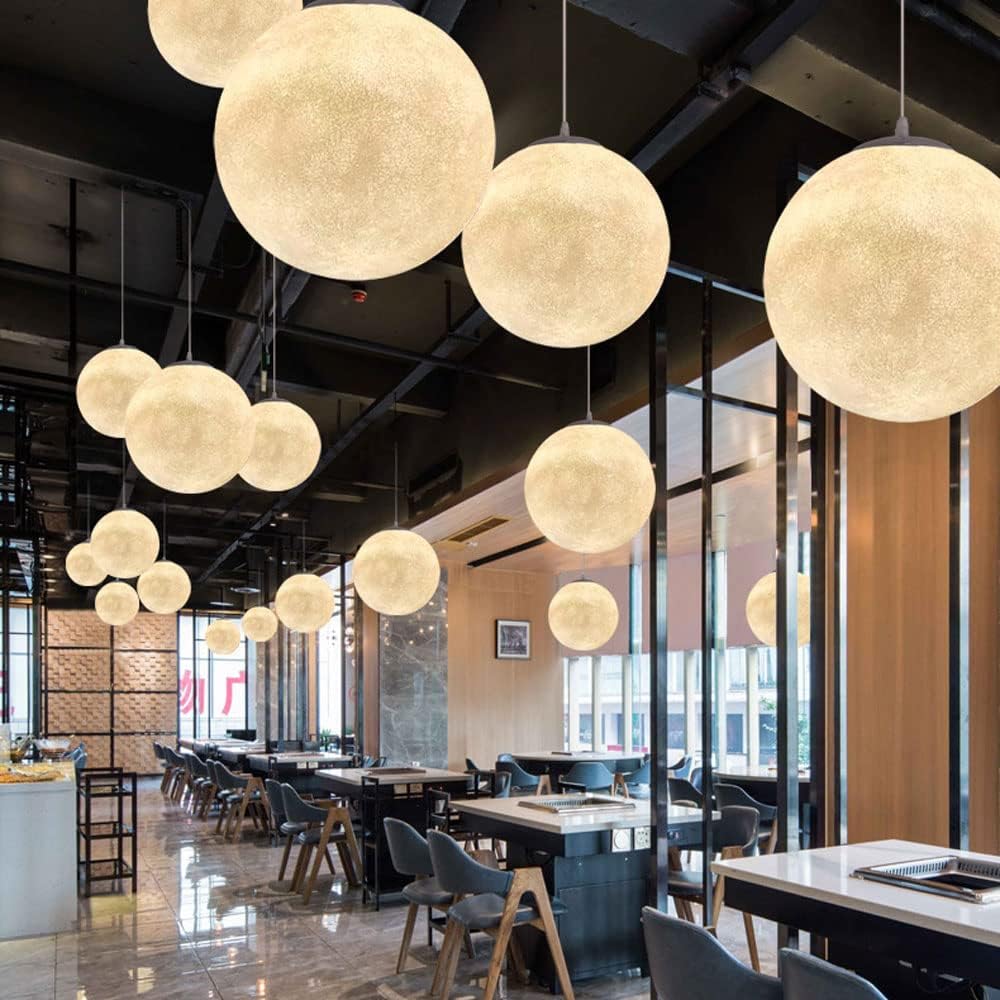 IP65 Waterproof Modern Resin Moon Hanging Lights - Creative White Round Ball Chandelier for Balcony, Garden, Courtyard, Stylish Outdoor Pendant Lamp, Elegant Garden Decor