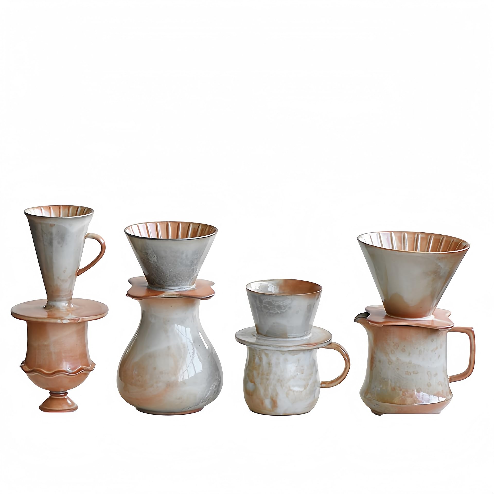 Fay Bless Vintage Ceramic V60 zestaw kapaczy do kawy – ręcznie wykonany rustykalny zaparzacz do kawy z kubkiem i dzbankiem (4)