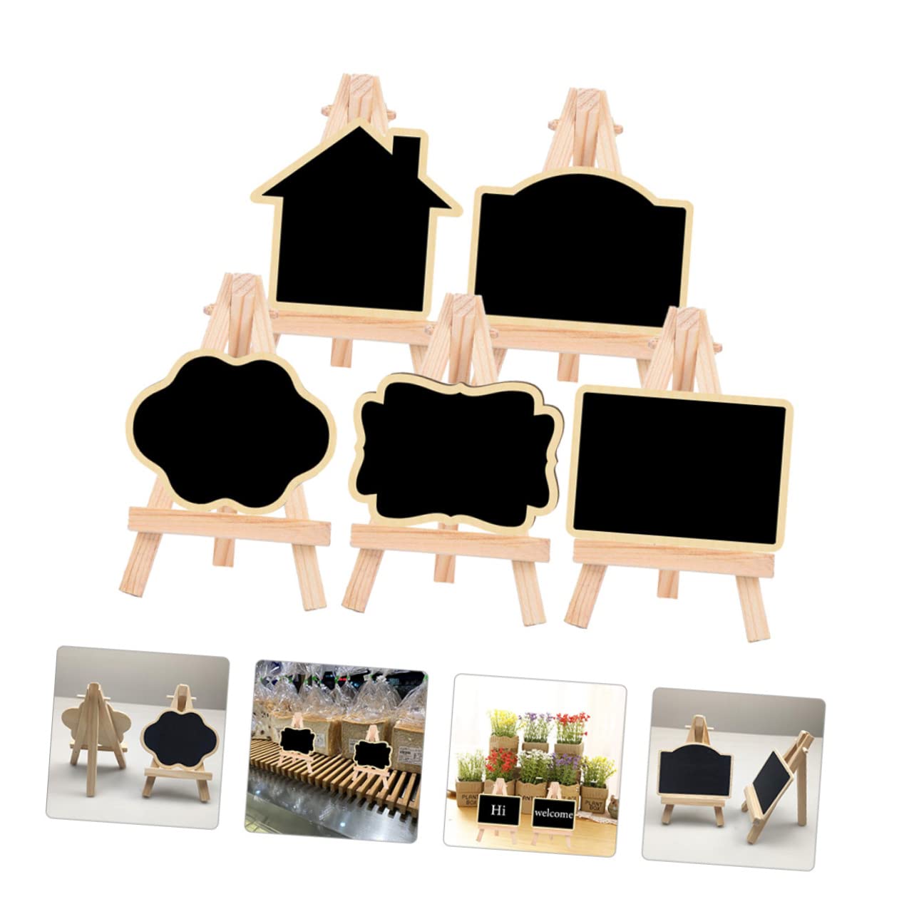 STOBOK 20stücke Teiliges Holz-memo-board Mit Stativ Dekorative Schiefertafeln Für Nachrichten Hochzeiten Partys Küche Und Garten Vielseitige Einsatzmöglichkeiten Für Kreative