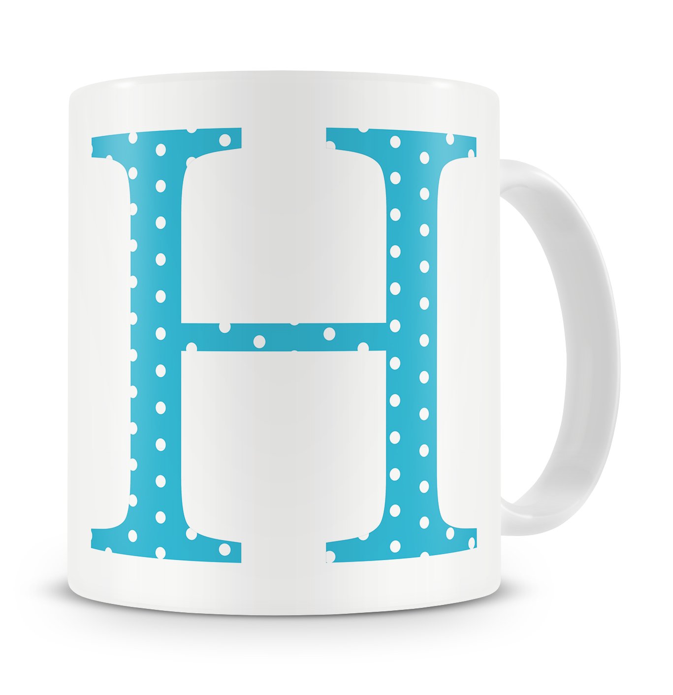 Givagift Blue Letter “H” Mug – Letter H Mug, H Letter Mug, H Mug – Mug Gift/Present – Polka Dot Style – Modern/Cool/Trendy Style Mug (Blue)