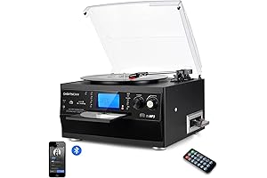 DIGITNOW Bluetooth Turntable with CD, Cassette, and Vinyl to MP3 Conversion Capabilities