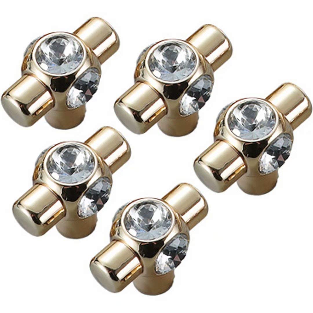 SBZIOJHDR Door Handle, 5 pcs Handle for Wardrobe Drawer Cupboard, Golden Cabinet Door Knobs Furniture Knob(Single Hole)