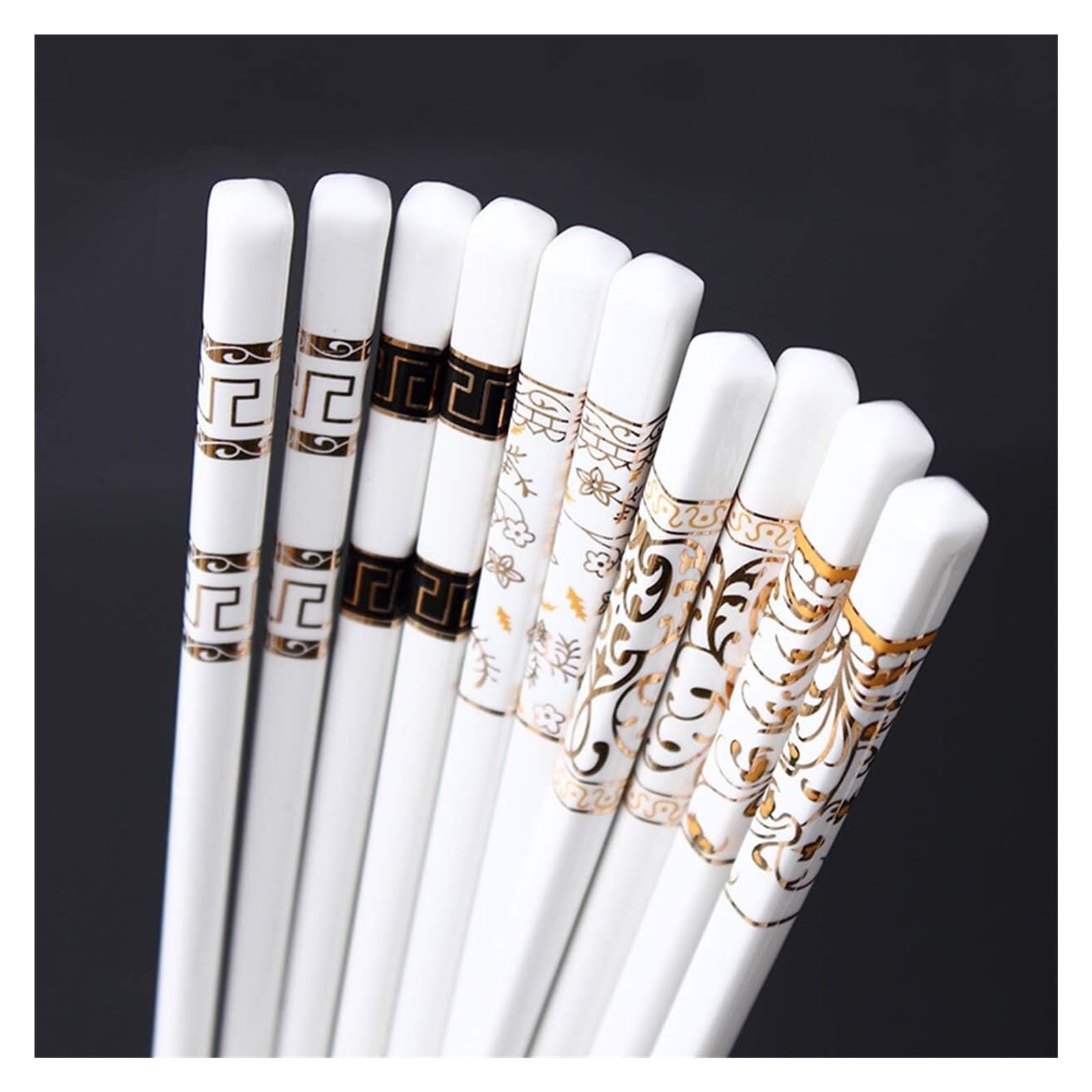 Jeu de baguettes, Baguettes en os réutilisables de haute qualité, résistance aux hautes températures, légères, faciles à utiliser et nettoyer, 5 paires style chinois, 9,6 pouces S(W)