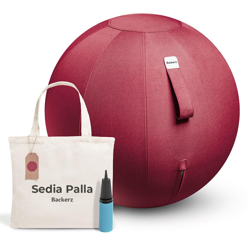 Backerz Palla Seduta Ufficio di dimensioni 55CM 65CM 75CM - Palla Fitness 110 kg portata Palla Ginnastica con rivestimento in lino per tonificazione, e postura corretta