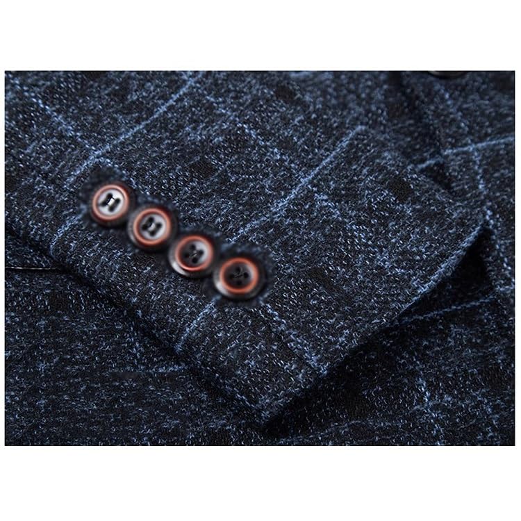 Slim Fit Plaid Single Breasted Suit Casual Dress Jacket4