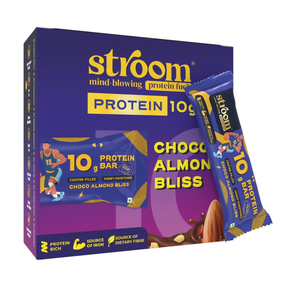 STROOM Asia's First Centre Filled Protein Bars | 10g Protein (6 Bars, 45 Grams Each) | Choco Almond Bliss | Protein Bars Muscle Growth & Repair | Source of Fibre & Iron | No Artificial colors l 100% Premium Protein-image-39