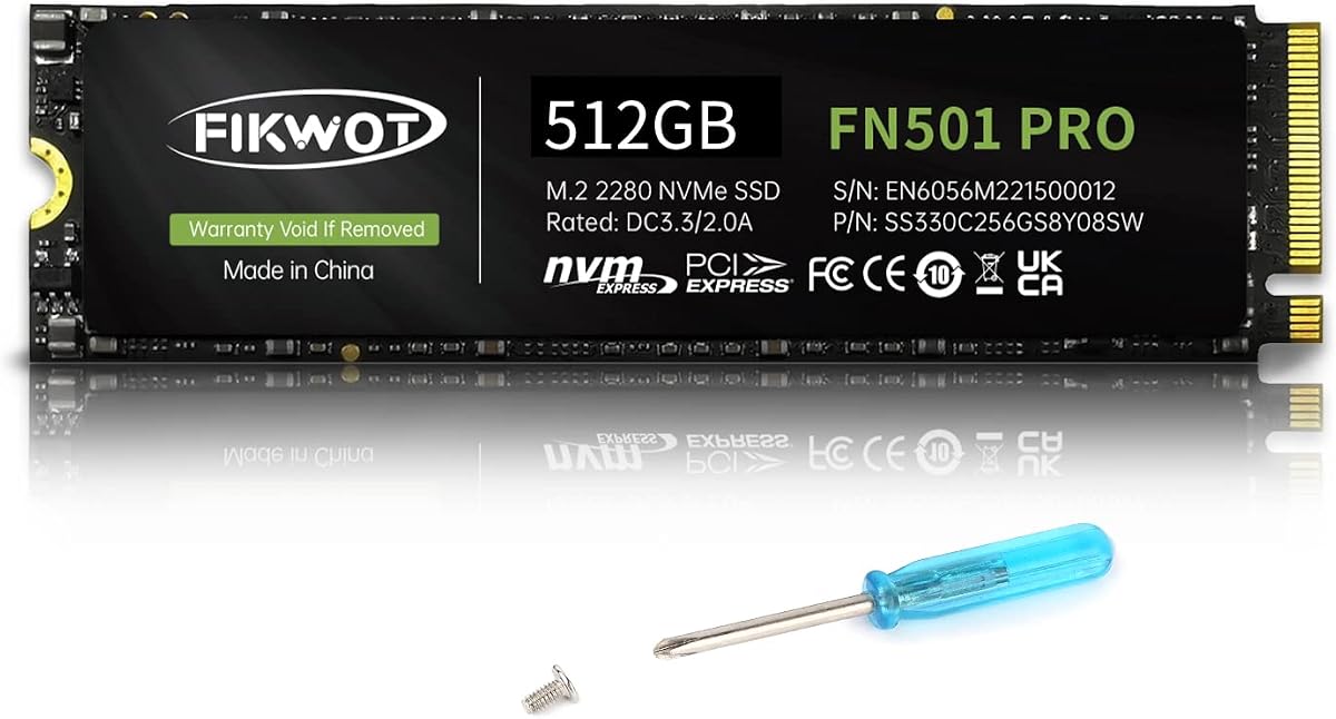 FN501 Pro 512GB NVMe SSD - M.2 2280 PCIe Gen3 x4 Internal Solid State Drive with Graphene Cooling Sticker, Up to 3,500MB/s, SLC Cache 3D NAND TLC, Compatible with Laptop & PC Desktop