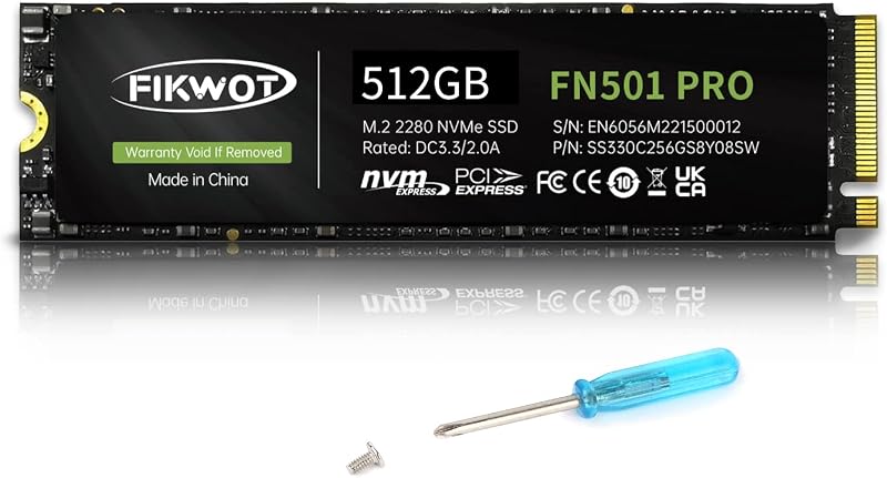 FN501 Pro 512GB NVMe SSD - M.2 2280 PCIe Gen3 x4 Internal Solid State Drive with Graphene Cooling Sticker, Up to 3,500MB/s, SLC Cache 3D NAND TLC, Compatible with Laptop & PC Desktop