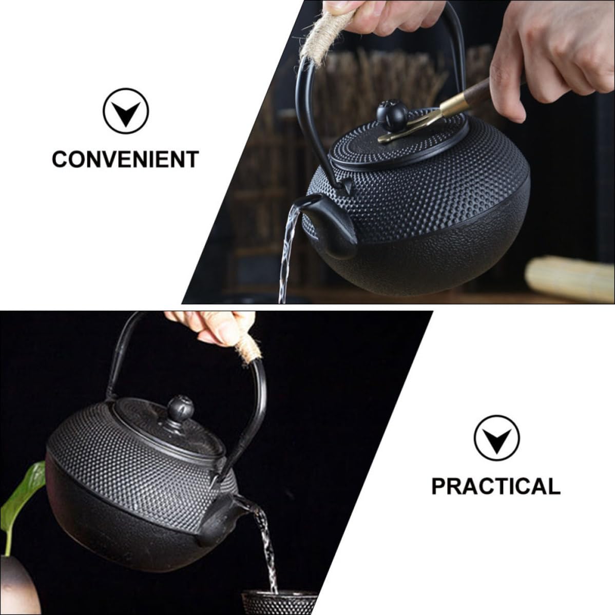 SEWACC Tetera de Hierro Fundido con Infusor para Té Suelto Resistente y Duradera para Hogar y Oficina Estilo Japonés Tetsubin