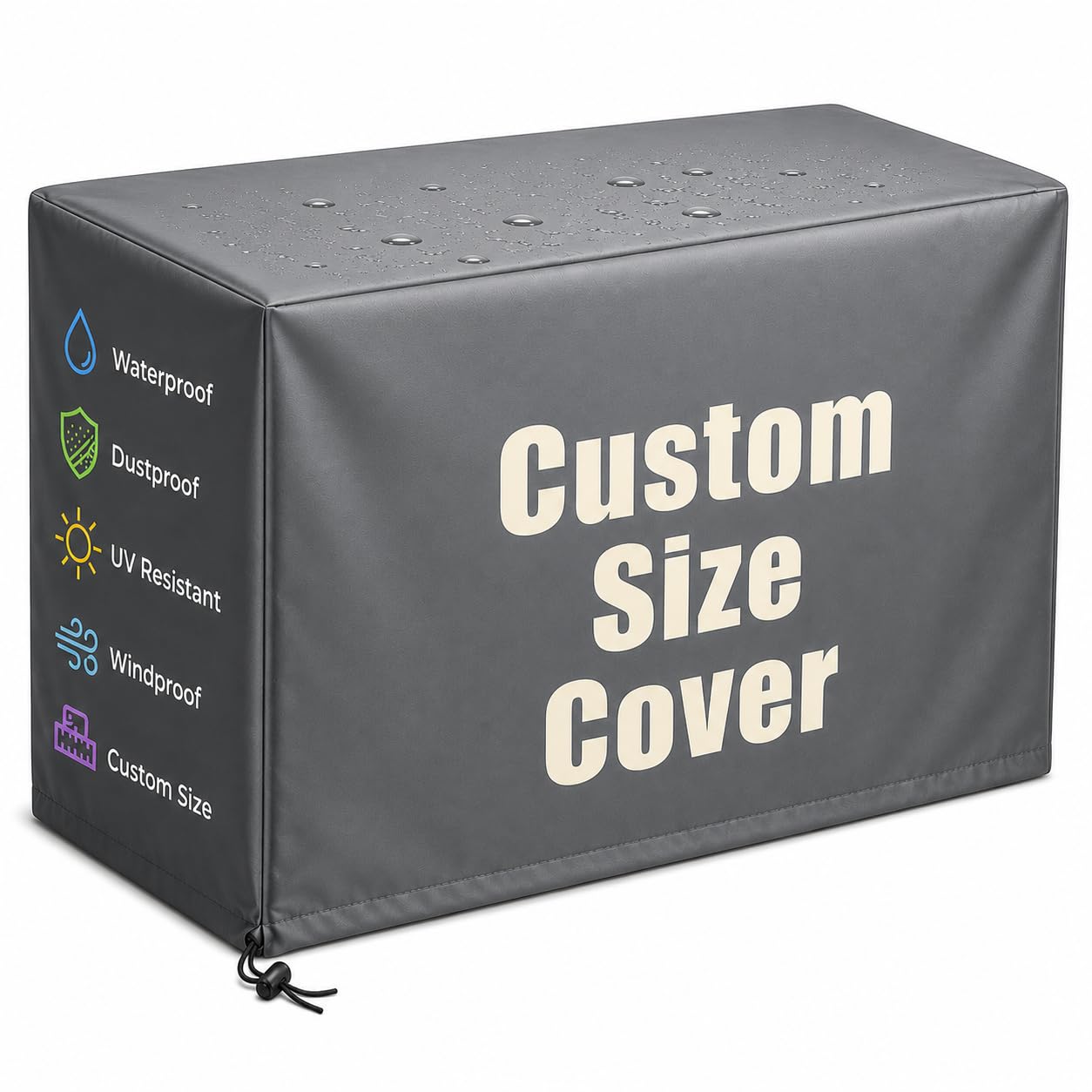 Iwe Custom Size Dust Cover, Waterproof, with Logo Text, for Outdoor Furniture (Dust Cover 420D)