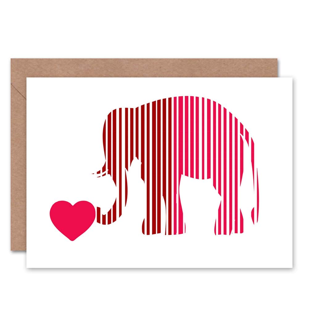 Wee Blue Coo ELEPHANT LOVE HEART ROMANCE VALENTINES DAY BLANK BIRTHDAY CARD
